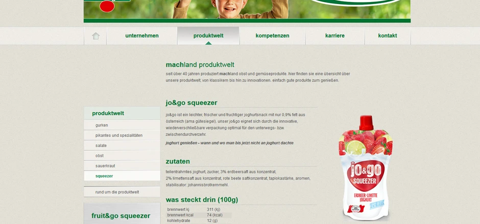 Detail Produktdarstellung Machland Website