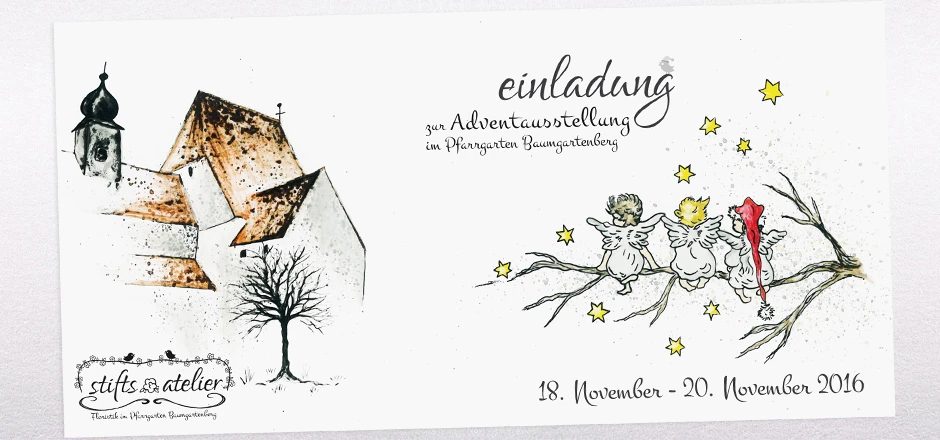 Einladung Adventausstellung vorne Stiftsatelier 