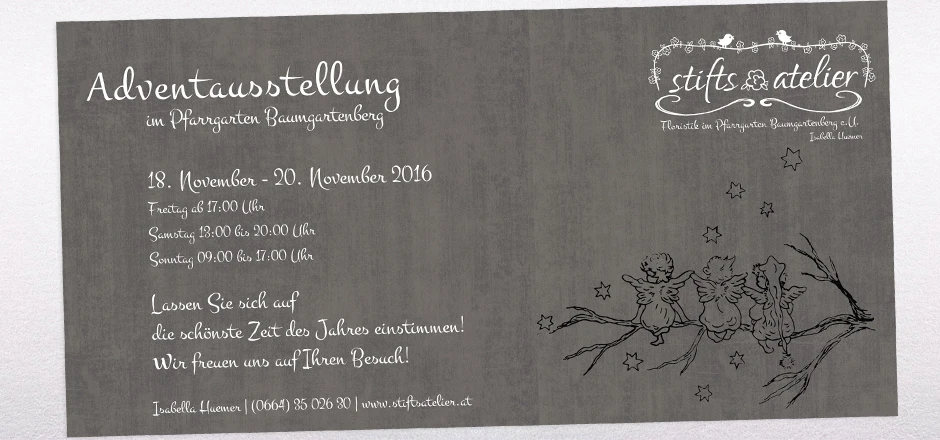 Einladung Adventausstellung Rückseite Stiftsatelier