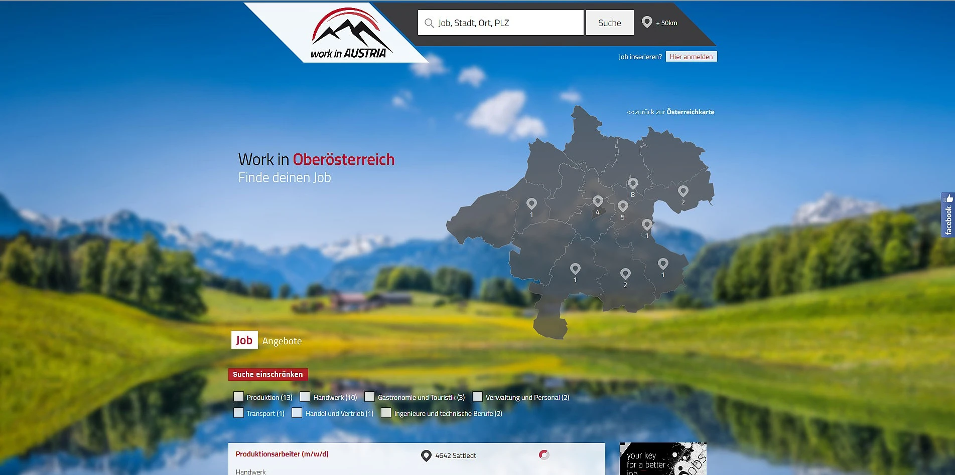 Jobsuche mit Landkarte